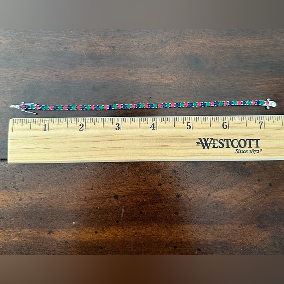 Sterling Silver Dainty Multi Colored Bracelet. - Picture 6 of 7